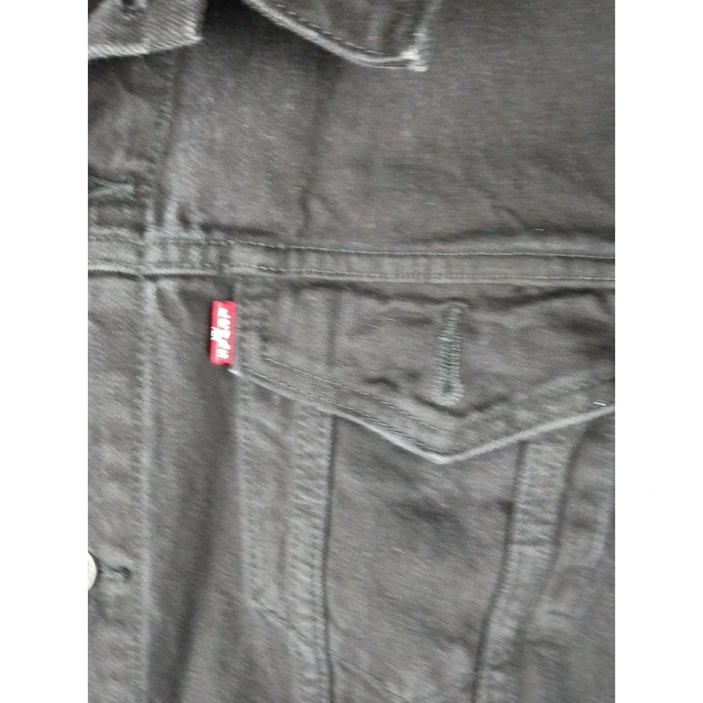 Levis Trucker Jacket Mens XXL Black Denim Button Front Coat Outerwear‎